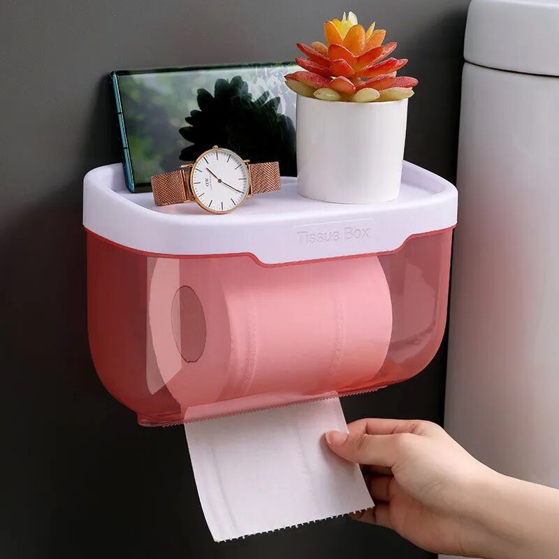 Toilet Paper Holder Phone Shelf Toilet Paper Storage Wall Mount