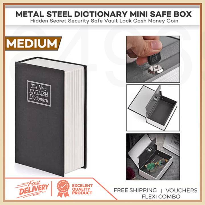 S598 Metal Steel Dictionary Mini Safe Box Book Money Hidden Secret
