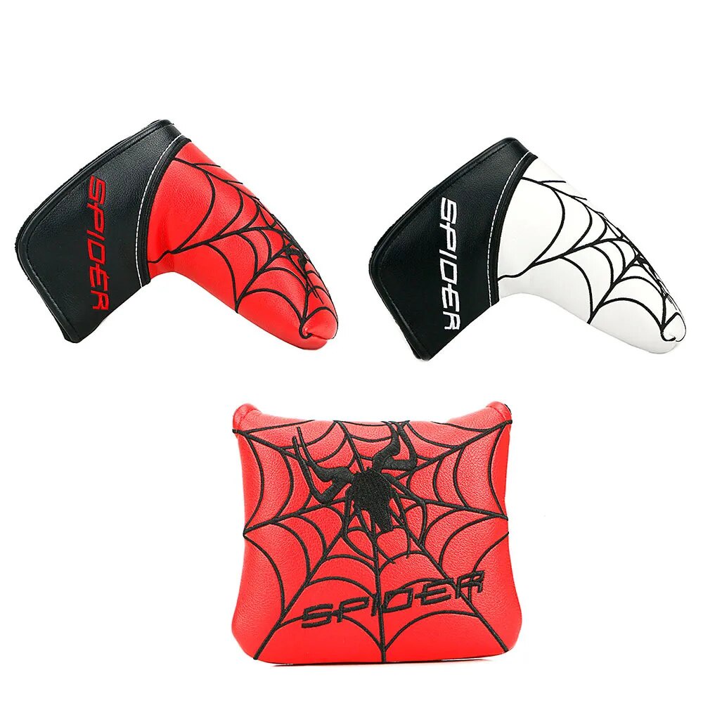 ☺Spider Golf Iron Head Cover Club Headcovers Leather Golf Putter Cap