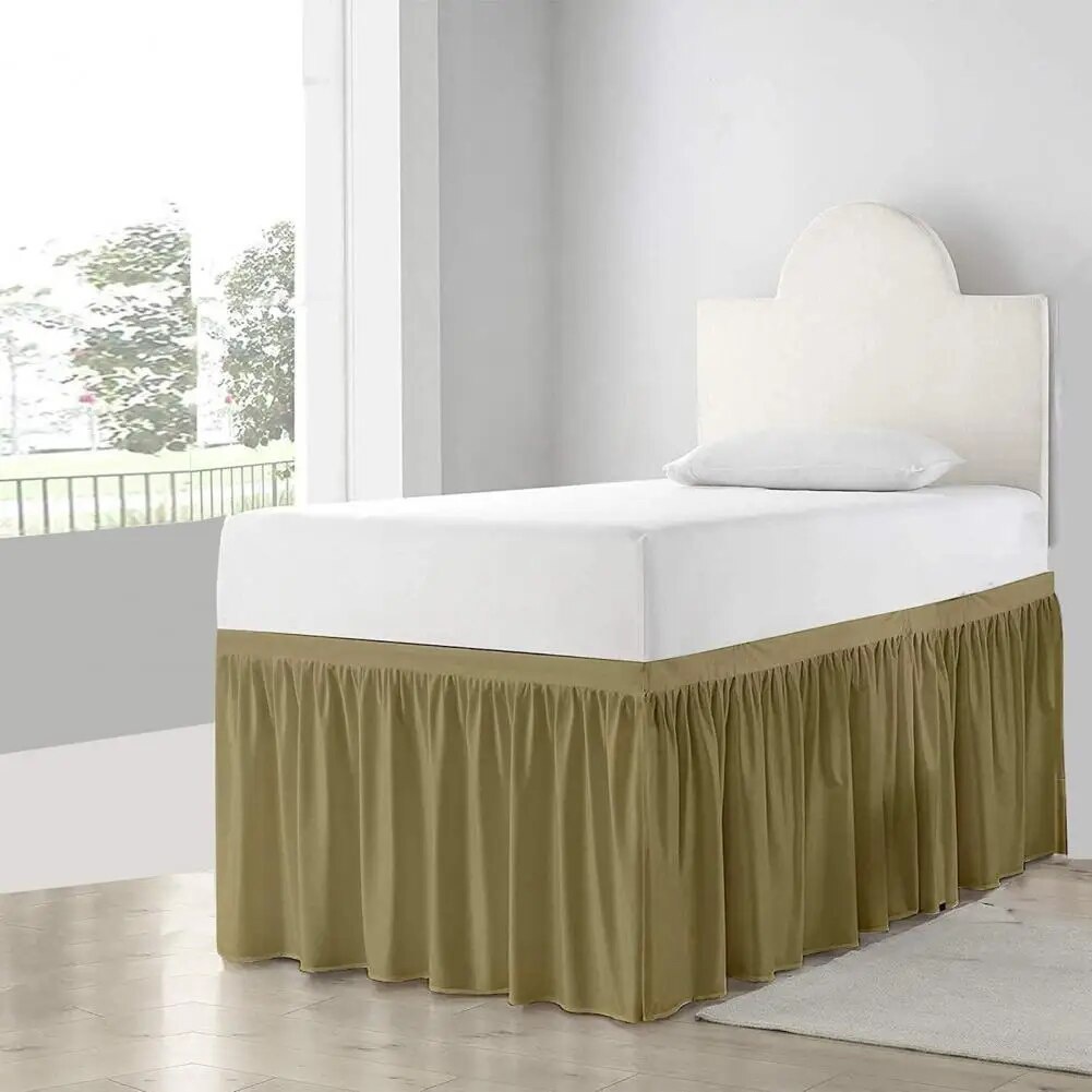College Dorm Bed Skirt Extra Long Wear Resistant Bed Skirts for Queen