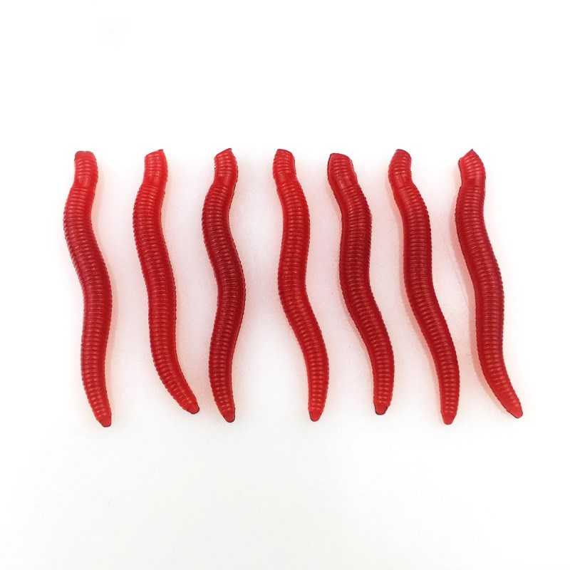 50 /100pcs Realistic Fishy Smell Red Worms Bait Soft Simulation