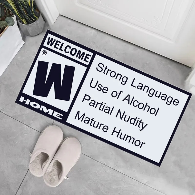 ⓛWelcome mat Funny Mature Rating Welcome Doormat perfect gift for video ...