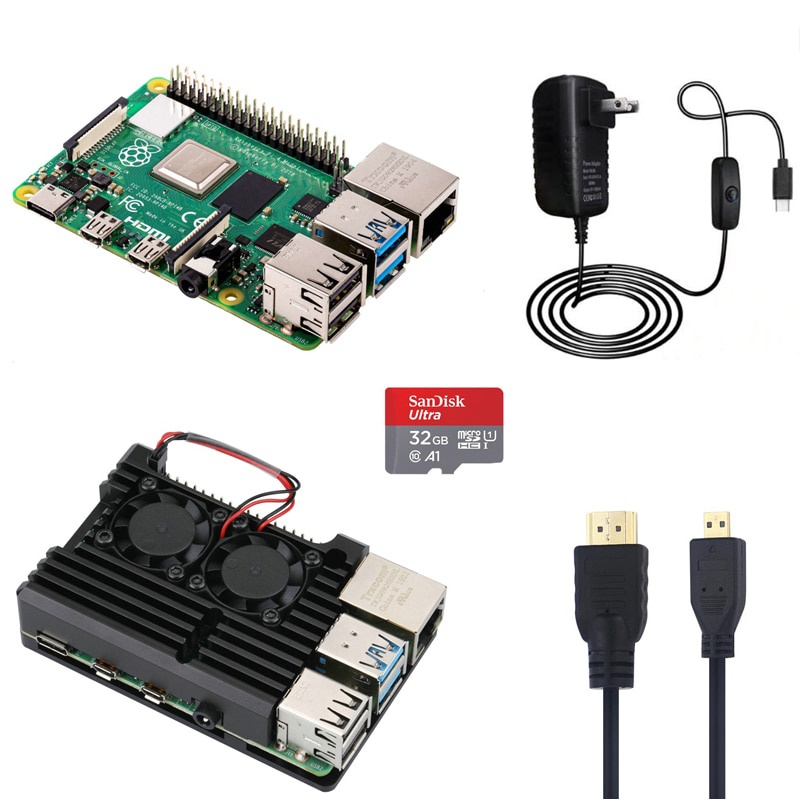 Raspberry Pi 4 Model B 1g 2g 4g Kit With Aluminum Case 5v 3a Power 