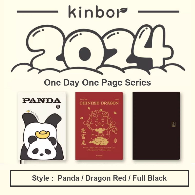 Kinbor 2024 Notebook Planner A6/A5 Full Year Schedule Daily Timeline