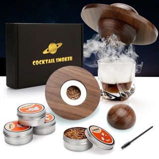 Wooden Cocktail Smoker Kit Whiskey Fruity Wood Chips Bartending