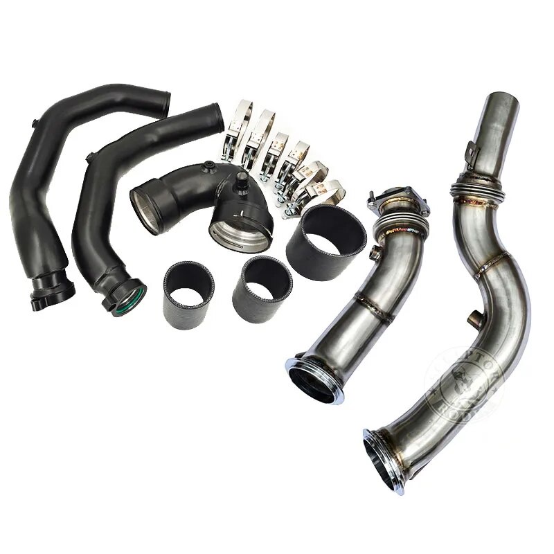 ♦Charge Pipe & Boost Pipe Kit For S55 Turbo Catless Downpipe For BM*W ...