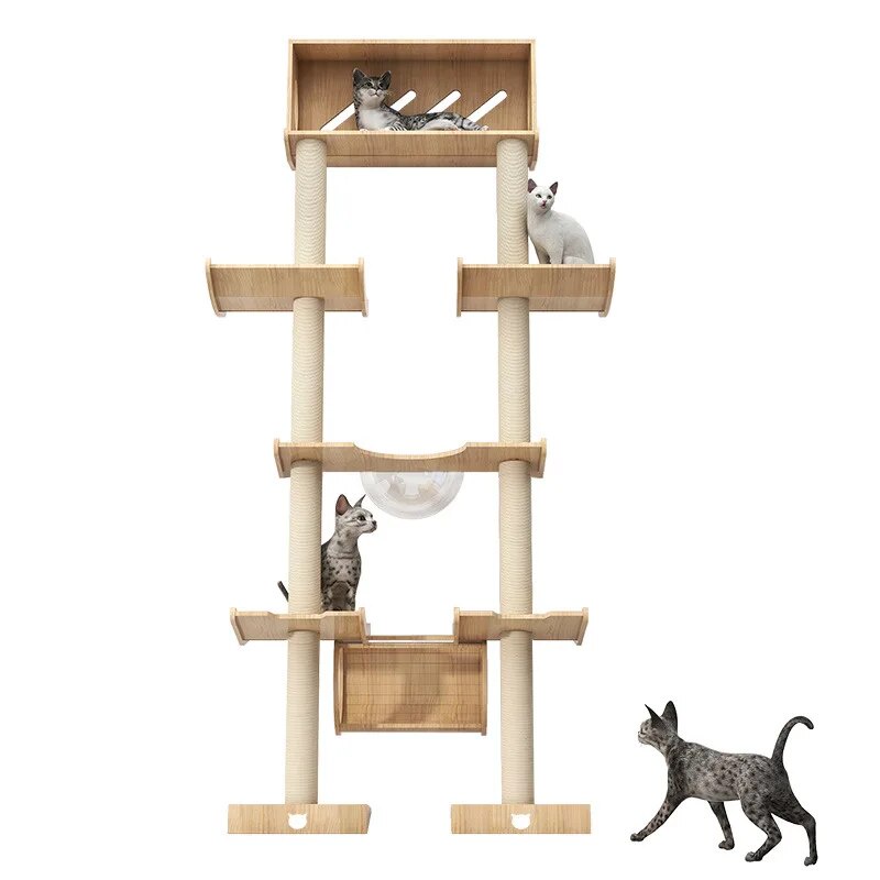 ♞Wooden Cat Towers for Big Cats Toy Tower Large Cat Tree Maine Coon