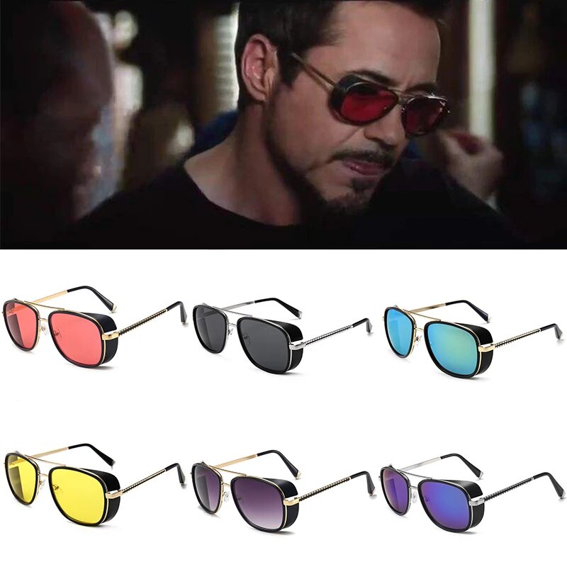 619 Iron Man 3 Matsuda Tony Stark Cosplay Sunglasses Men Rossi Coating Retro Vintage Designer 2293