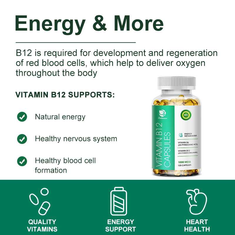 Vitamin B12 Capsule 1000 Mcg Methyl B12 Supports Heart, Brain & Nervous