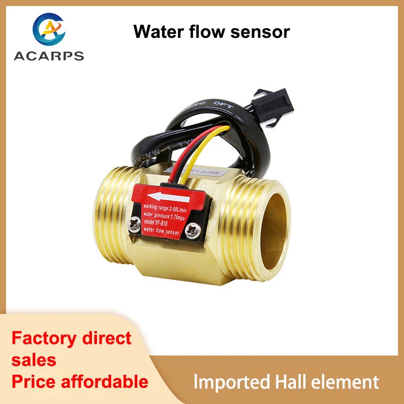 12 34 1 3 Water Flow Sensor Brass 175mpa Hall Sensor Turbine Flowmeter Dc5~18v Used 9713