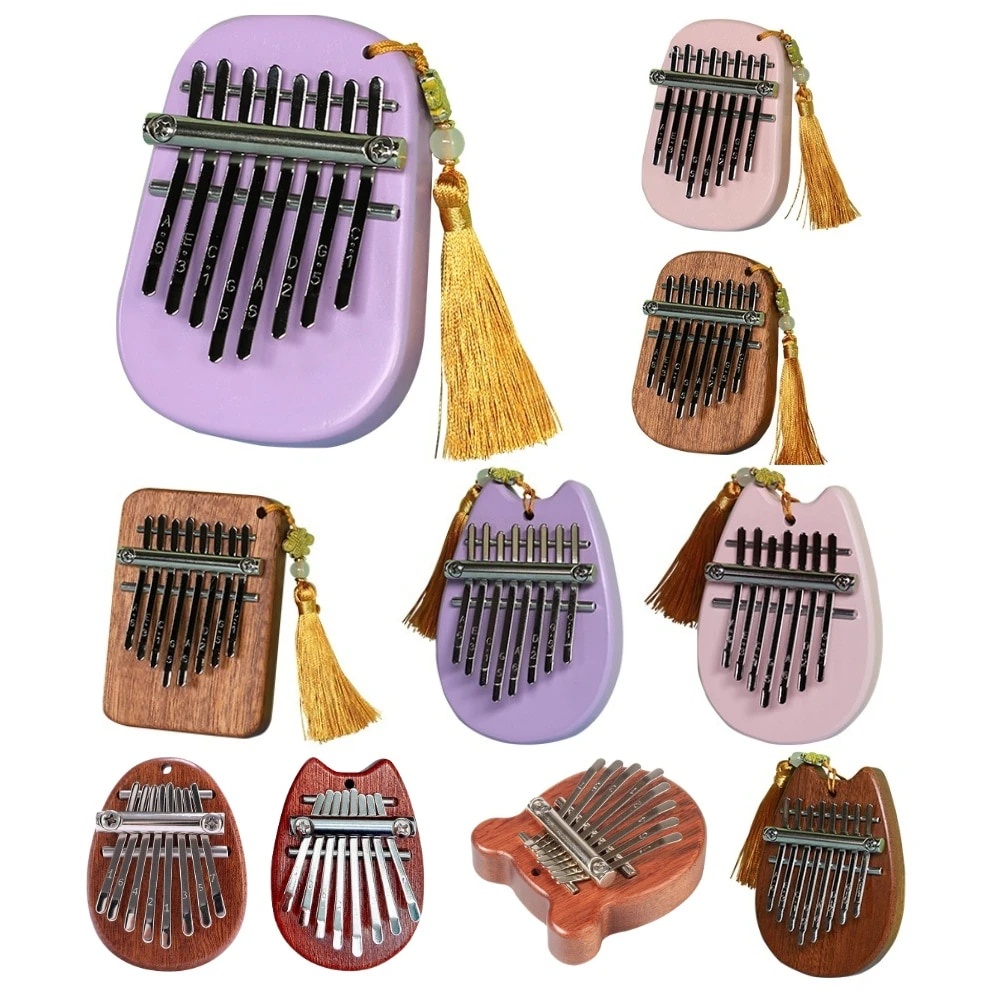 ☛Wooden Finger Harp Thumb Piano 8 Keys Mini Kalimba Gift for Kids Adult