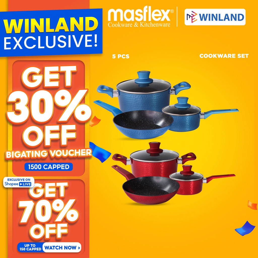 MASFLEX by Winland 3Layer 5 Piece Non Stick Induction Cookware Set