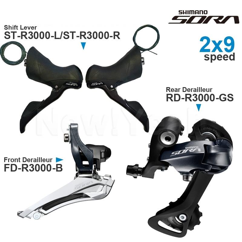 SHIMANO SORA R3000 2x9 Speed Groupset with Shifter Front Rear ...