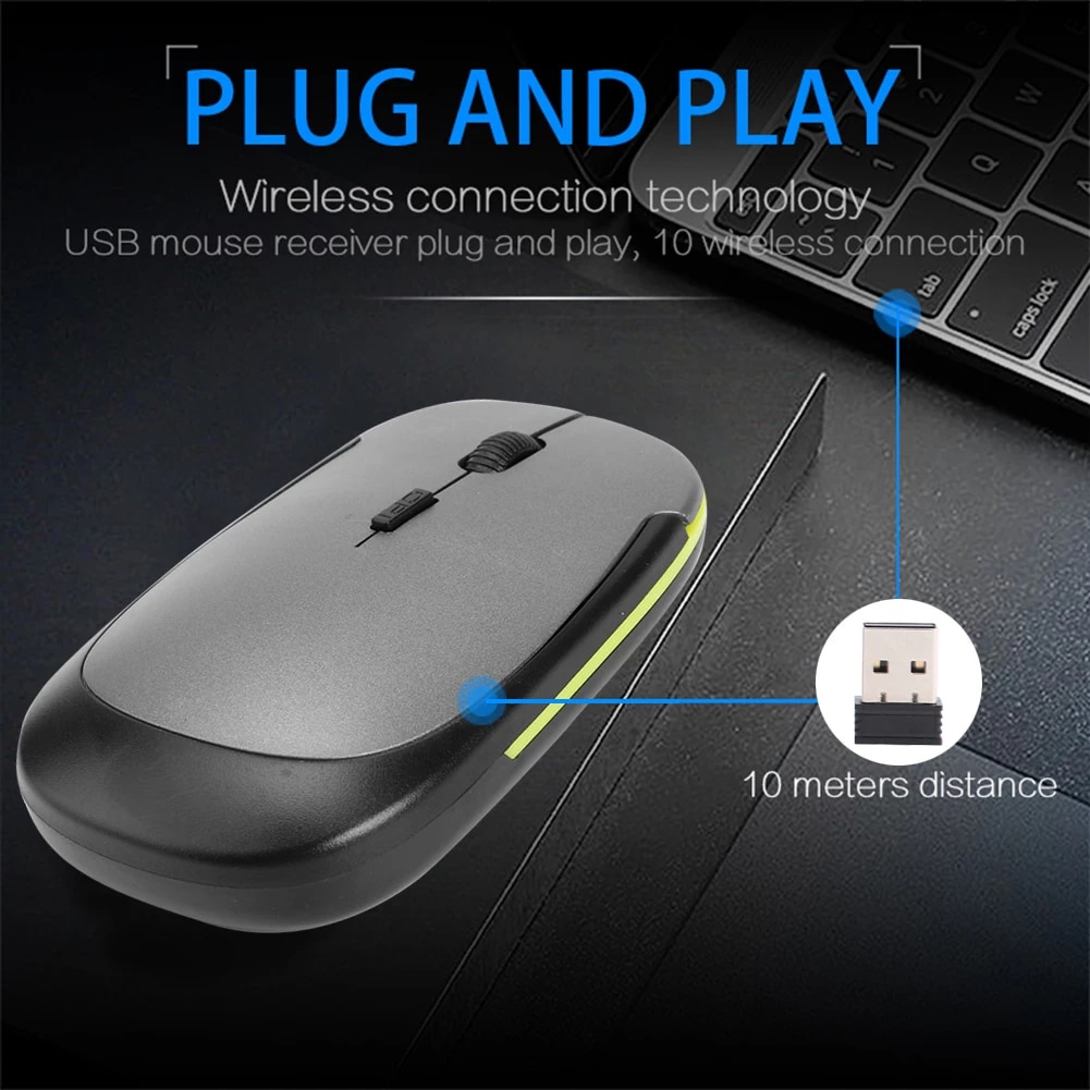 24G Wireless Mouse USB 2.0 Receiver Super Slim Mini Cute Optical ...