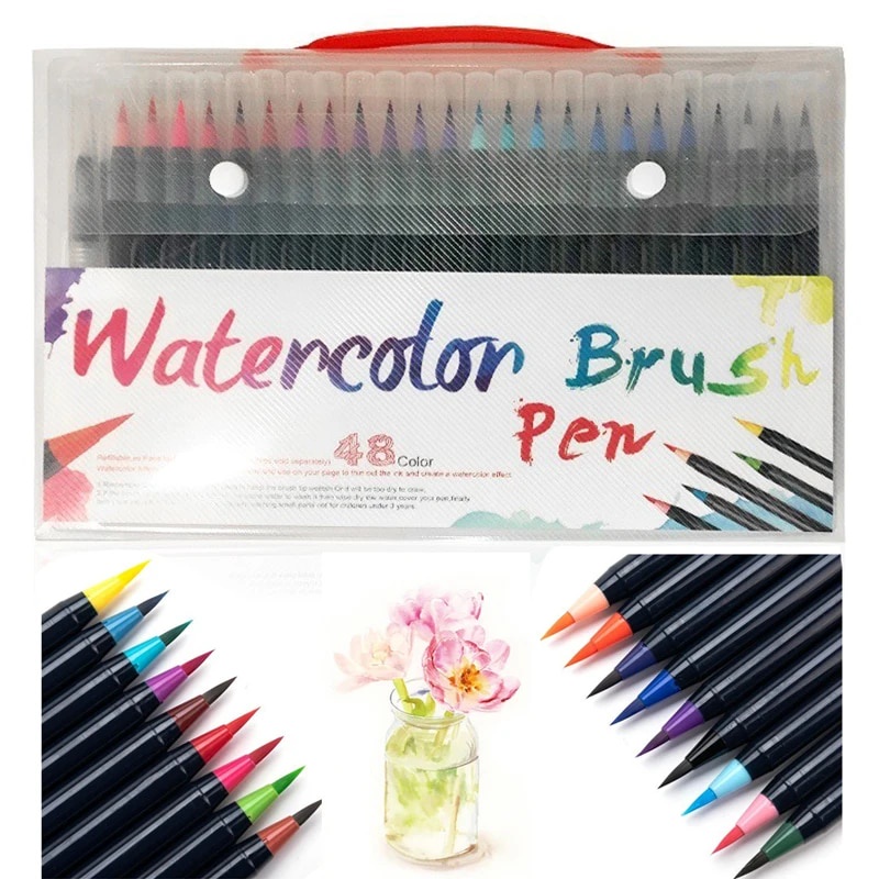 Knysna 48 Colors Brush Pens Watercolor Markers with Flexible Nylon