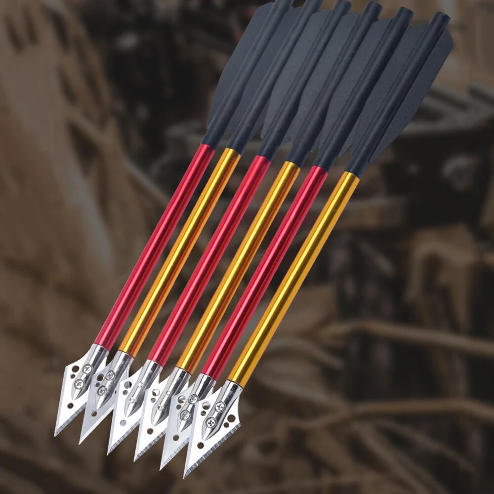 6/12pcs Aluminium Crossbow Bolts Arrows Steel Broadhead Archery For 50