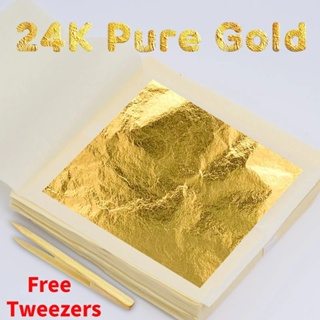 New 24K Gold Leaf Edible Gold Foil Sheets for Food Cake Decoration Arts Crafts  Paper DIY Home Real Gold Foil Gilding