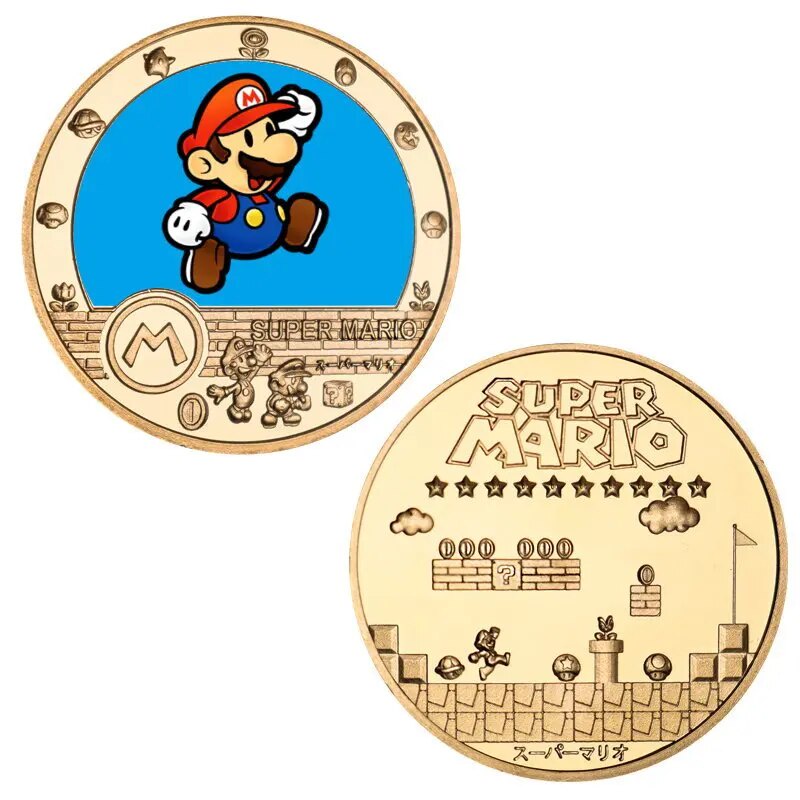 Super Mario Commemorative Real Metal Coins Crafts Cute Cartoon Game ...