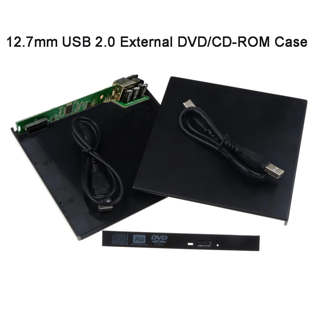 12.7mm USB 2.0 DVD/CDROM Case ,PATA to SATA Optical Drive External Enclosure For Laptop 1☝