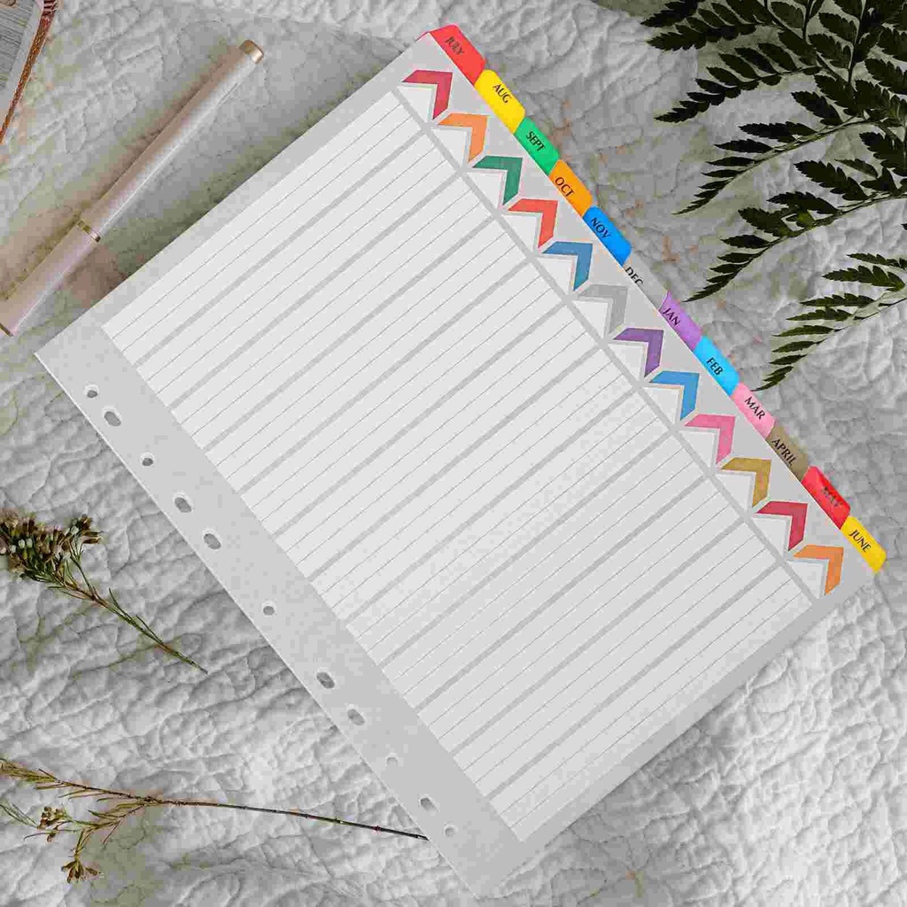 12 Sheets Category Label Board Plastic Adhesive A4 Dividers Binder ...