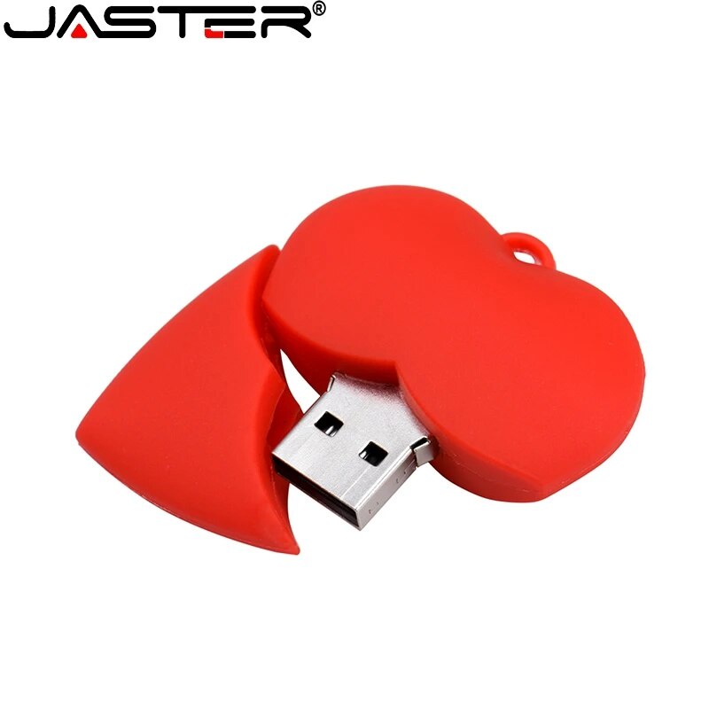 New Heart 64GB USB Flash Drive Red Pretty Silicone 32GB Pen Drives ...