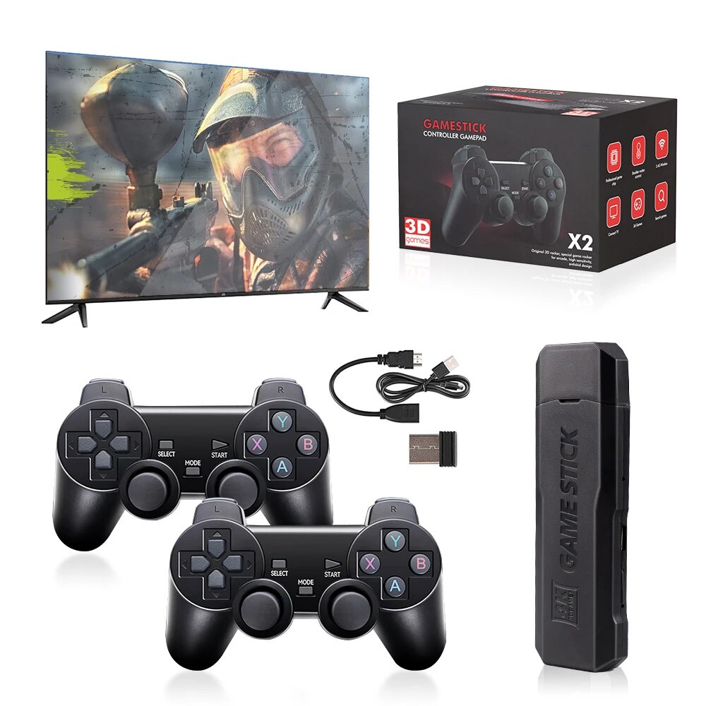 GD10 Video Game Stick 4K Console 2.4G Double Wireless Controller 40000 ...