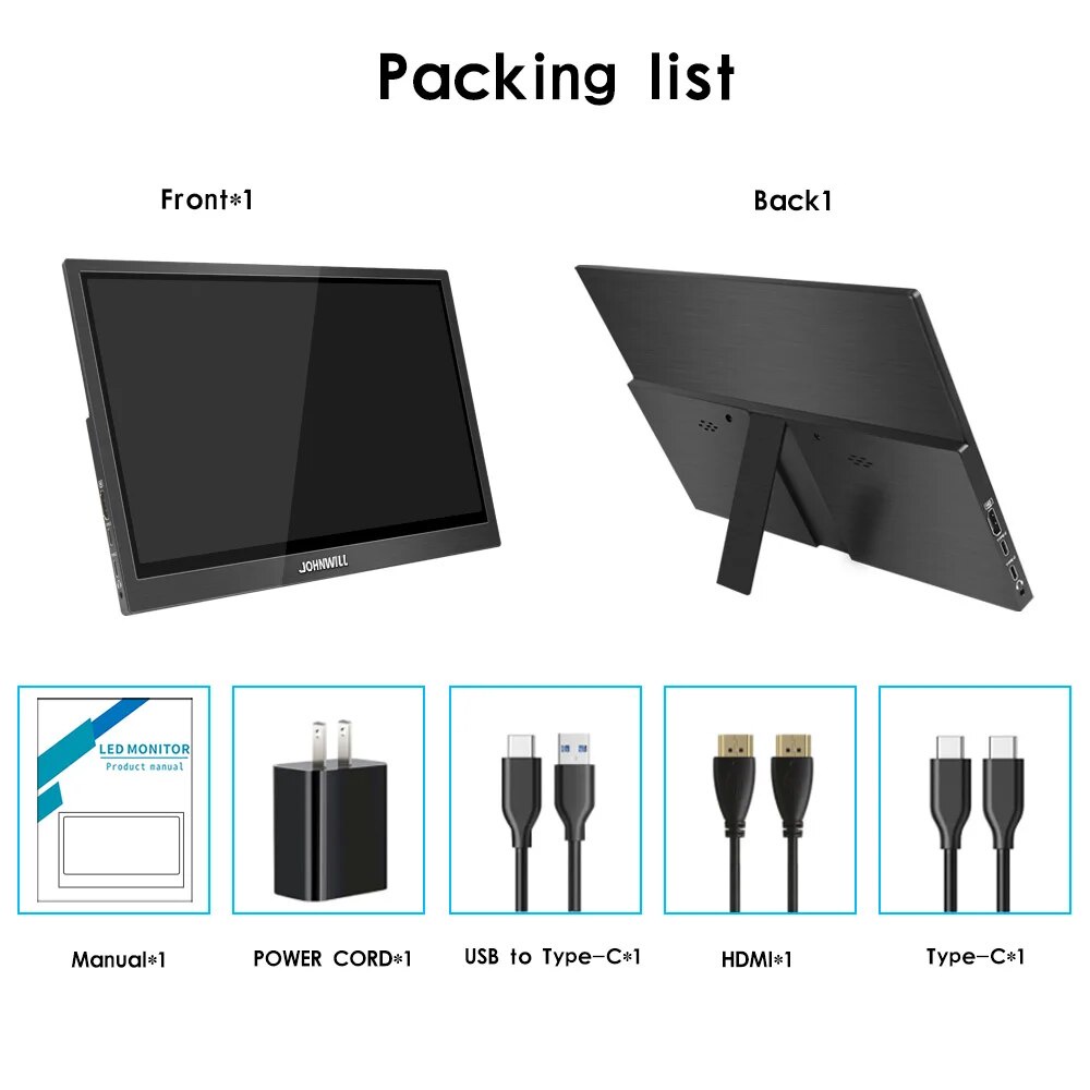 116Inch Stand Portable Monitor Touch Screen 1366X768 USB C Gaming ...