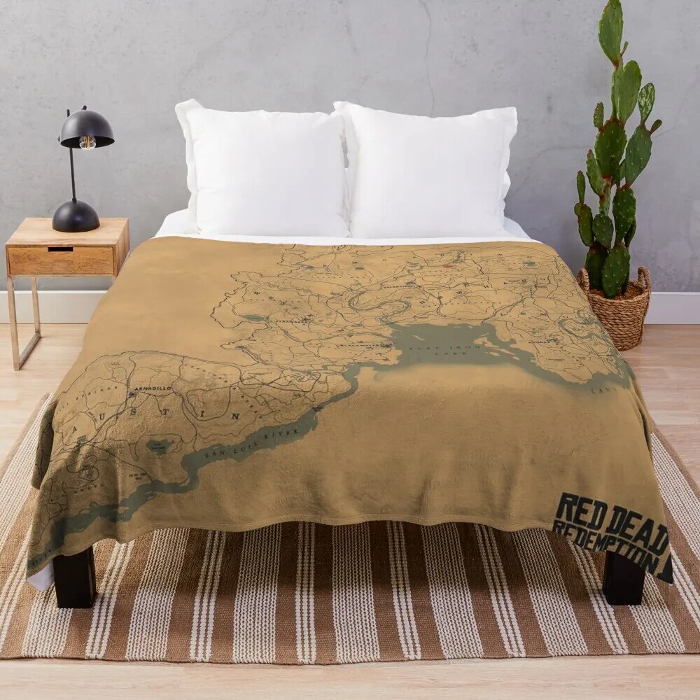 Red Dead Redemption 2 Map Poster RDR2 Map Throw Blanket Softest