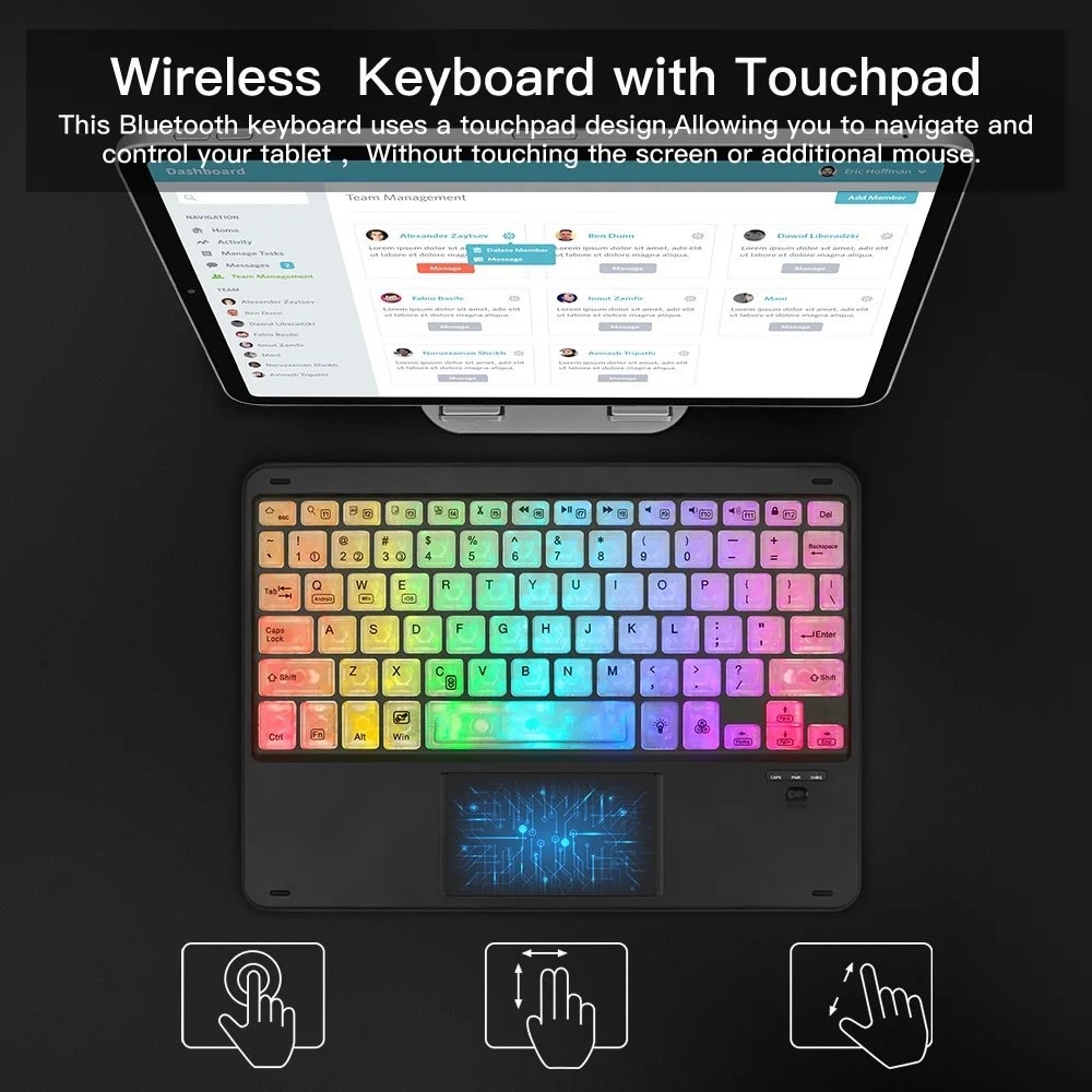 RGB Rainbow Backlit Wireless Bluetooth Keyboard Touchpad and Mouse ...