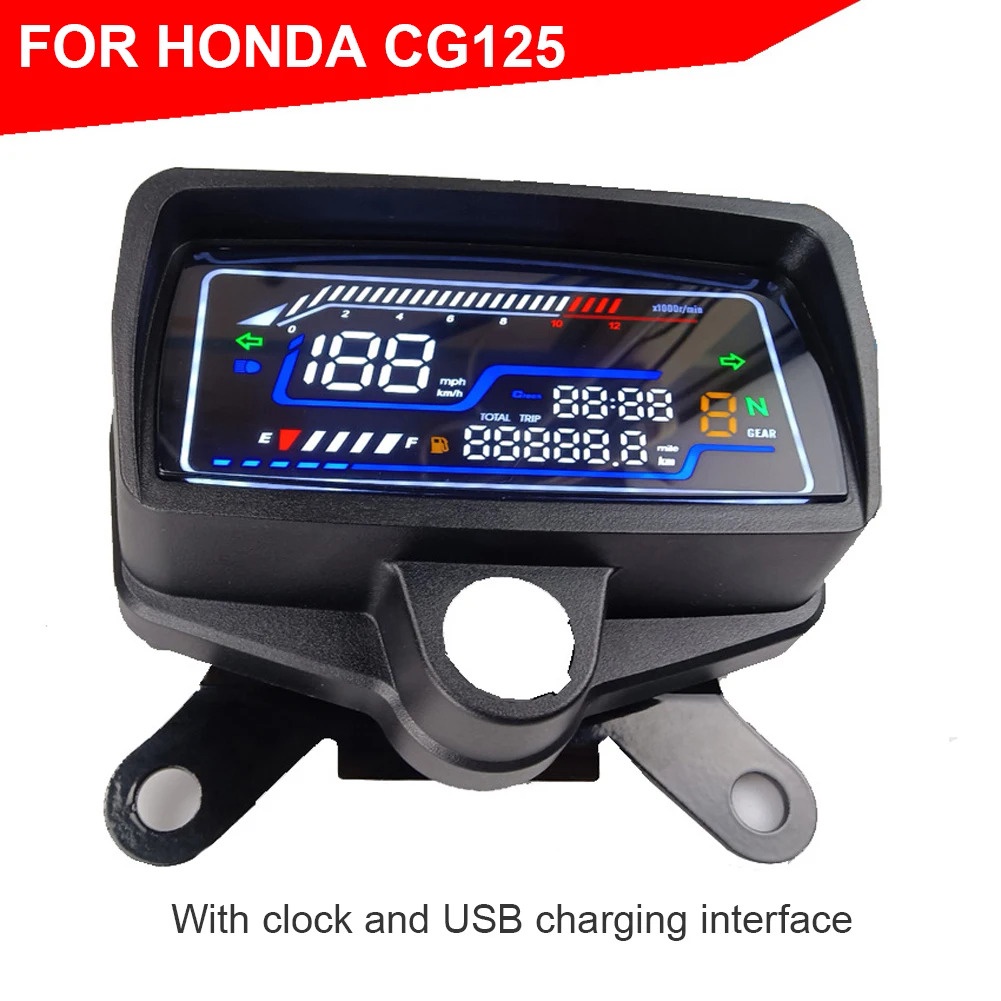 Digital Gauge Instrument LCD Display Dashboard Speedometer with Clock