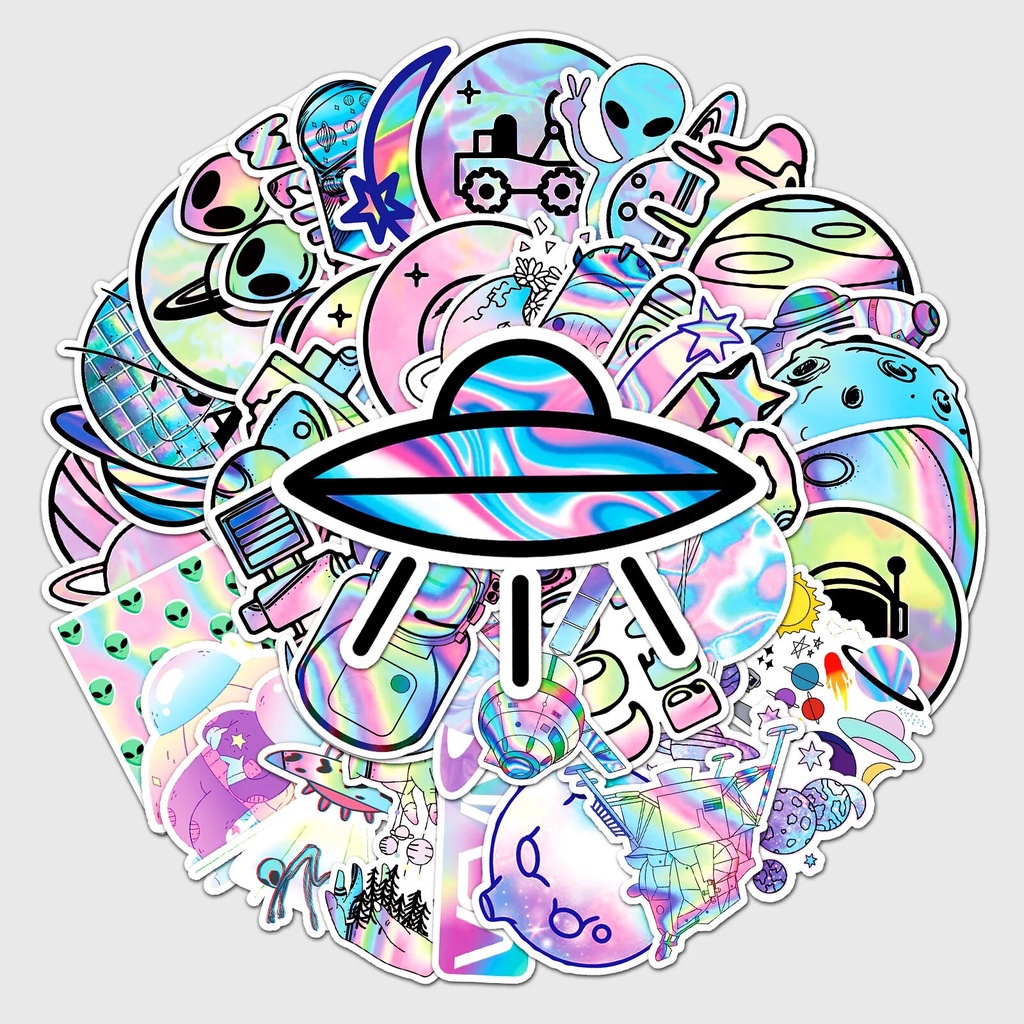 1030/50PCS Trendy Laser Outer Space Graffiti Sticker Cosmic Planet ...