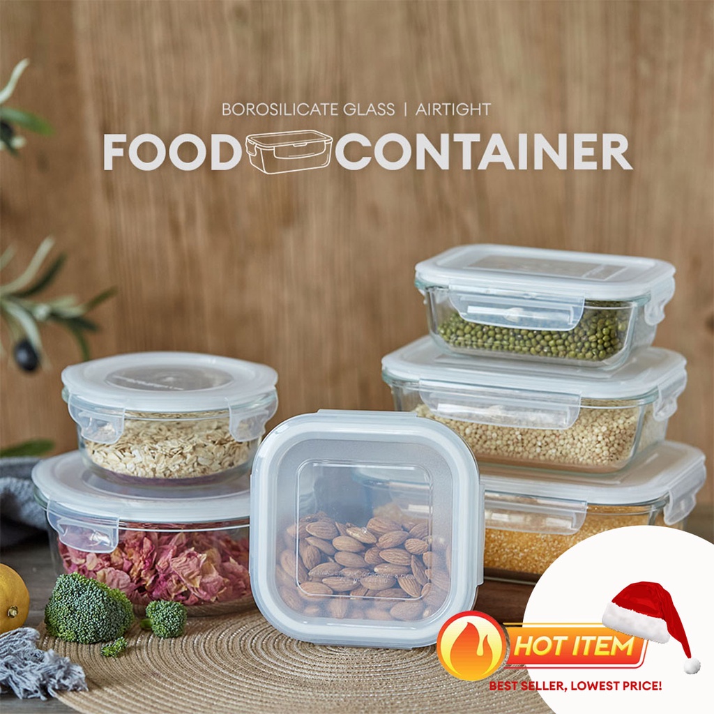 Locaupin Borosilicate Glass Food Container Fresh Keeper Meal Prep Bowl