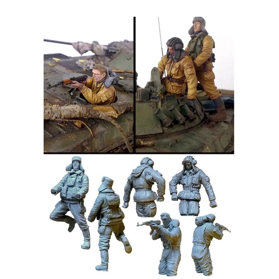 [tuskmodel] 1 35 Scale Resin Model Figures Kit Modern Russian Soldiers Tank Crew Shopee