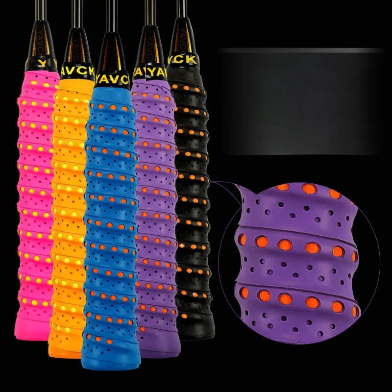Double-color Perforated Keel Coated Hand Rubber Badminton Racket Tennis ...