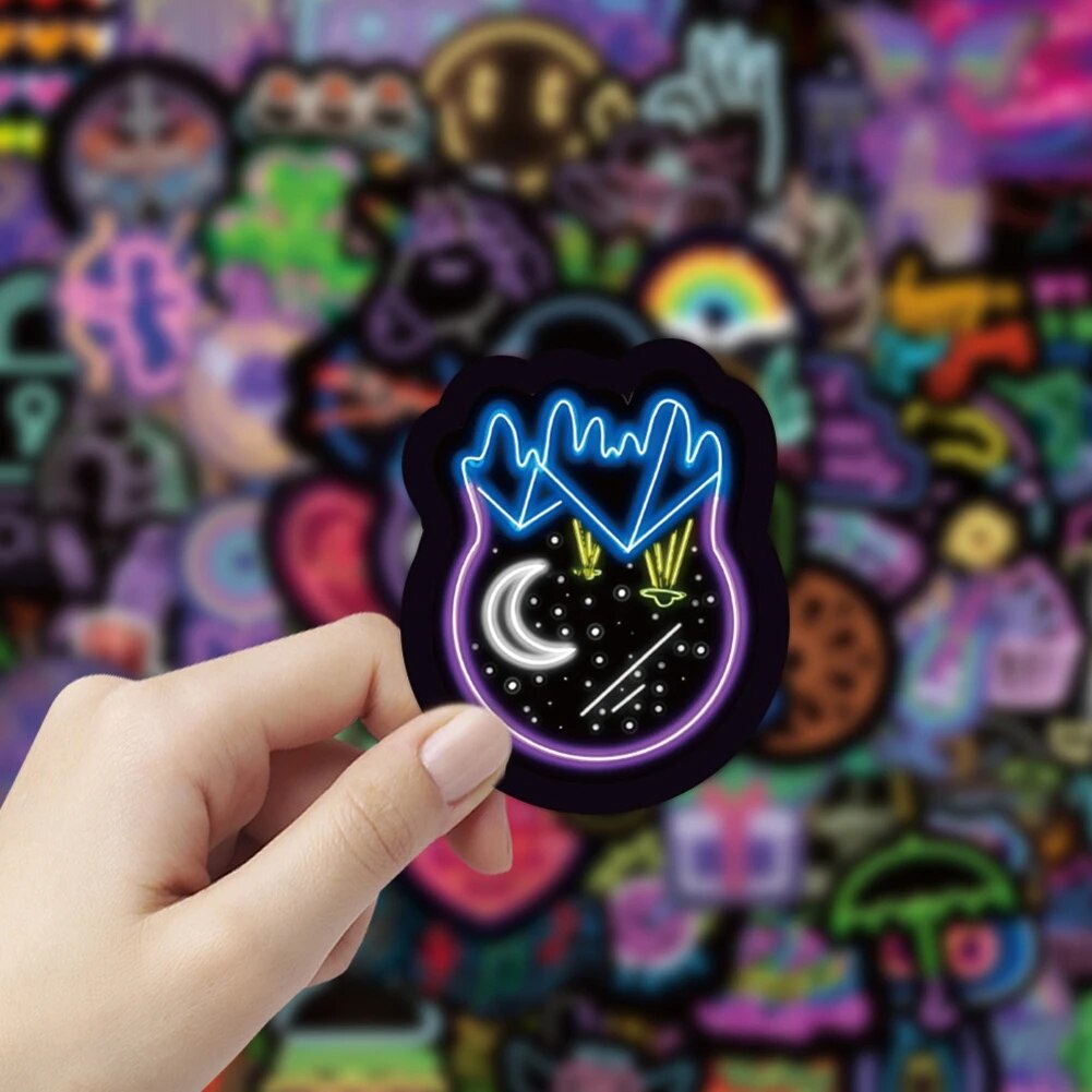 200PCS Decorative Neon Lamp Flower Car Graffiti Stickers Aesthetic for ...