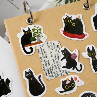 ♚45Pcs/Box Black Cat Theme Stickers Decoration Kawaii Cute Cats ...