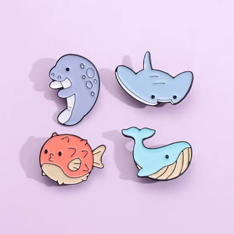 ️Cute Tiny Sea Animal Enamel Pins Kawaii Sea Creatures Jellyfish ...