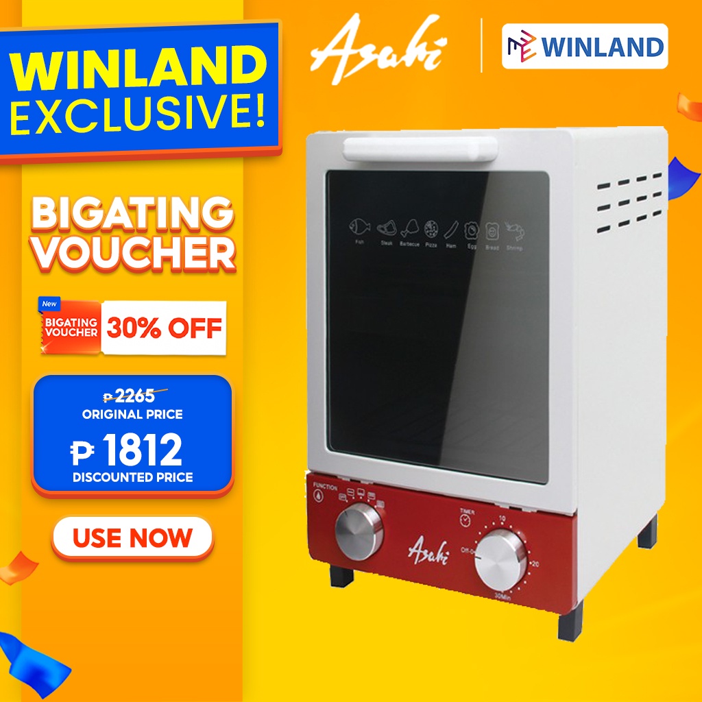 Asahi by Winland OT1211 Oven Toaster Toast Bake Roast Defrost Reheat