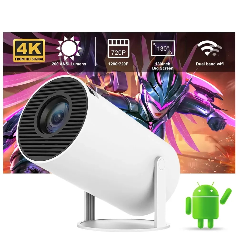 Transpeed Projector 4K Android 11 Dual Wifi6 200 ANSI Allwinner H713 BT5.0  1080P 1280*