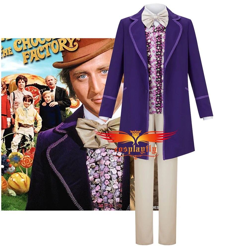 50T In Stock Anime Movie Musical Willy Wonka Men Cosplay Costume Adult ...