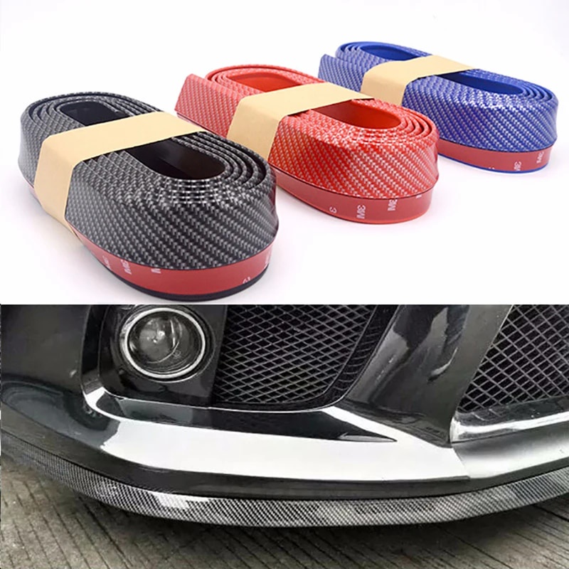 Car Front Bumper Lip Carbon Fiber Rubber Universal Protector Bumper Lip ...