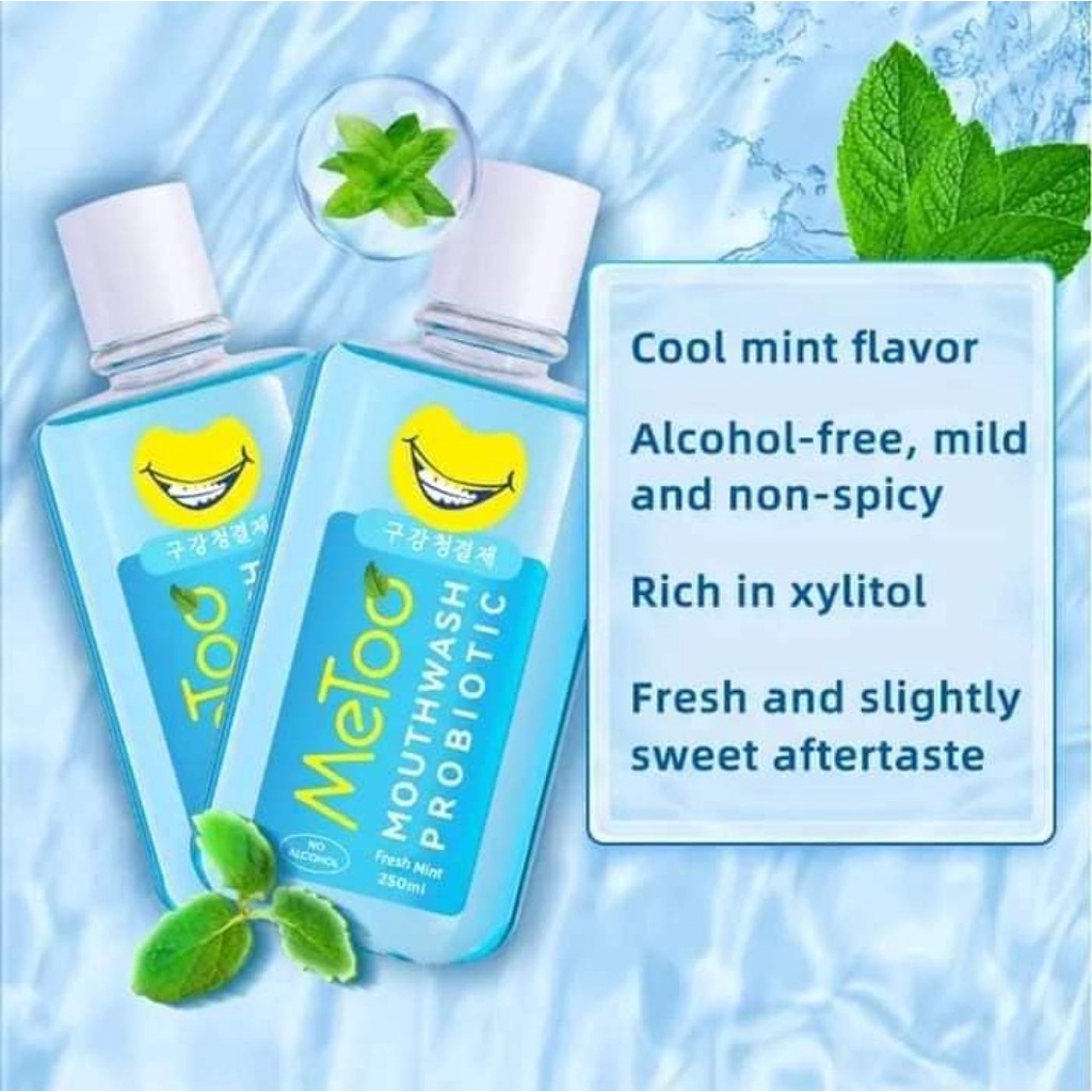 METOO MOUTHWASH PROBIOTICS COOL MINT FLAVOR 250ML FIGHTS AGAINST CAVITIES BACTERIA Shopee