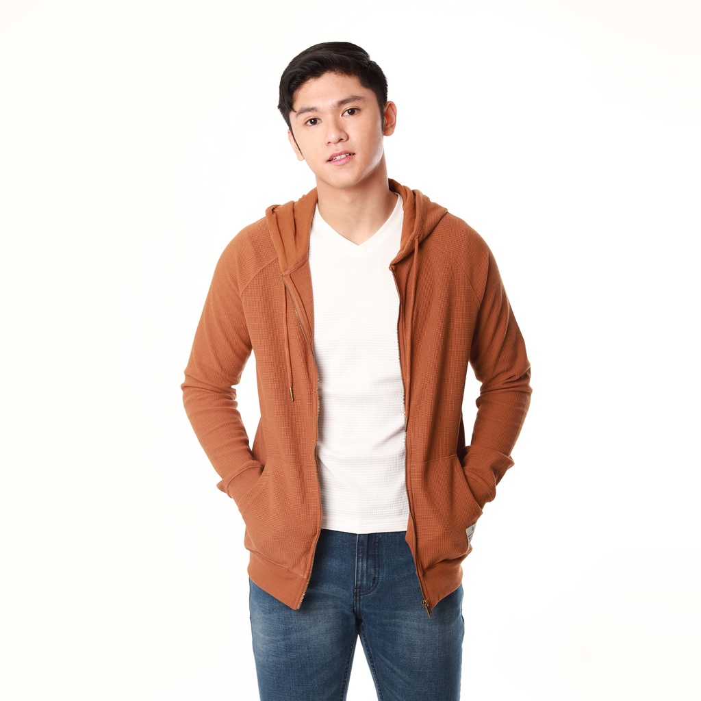 BNY Men s waffle zip hoodie jacket with pockets 581