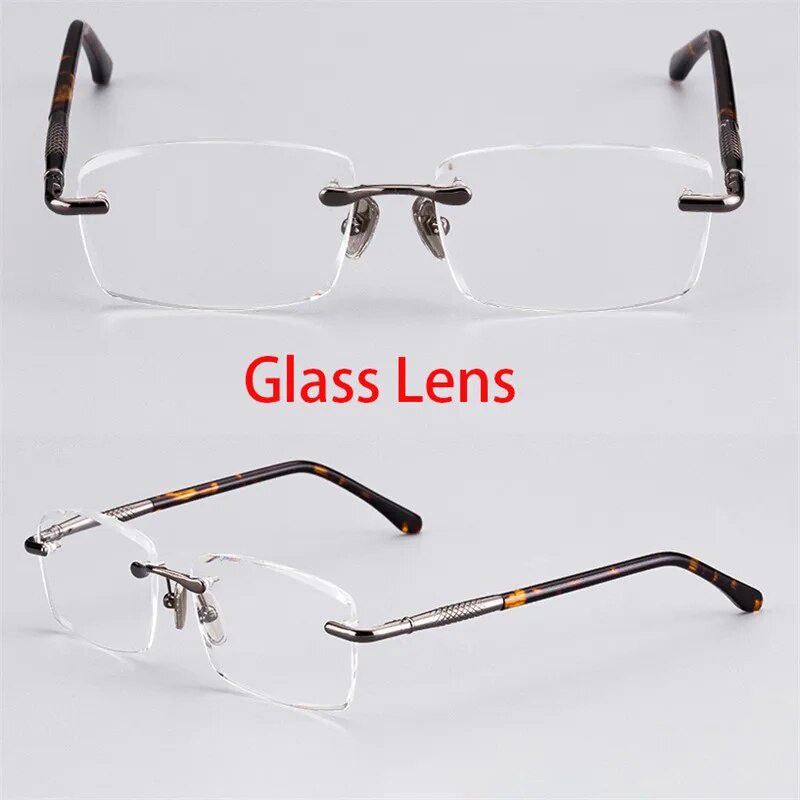 74i Vazrobe Glass Reading Glasses Men Rimless Crystal Diopter Eyewear