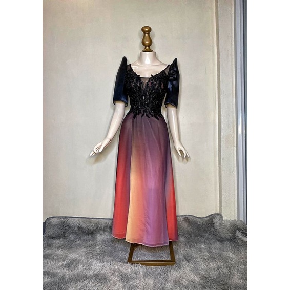 tricolor black top modern filipiniana gown Shopee Philippines