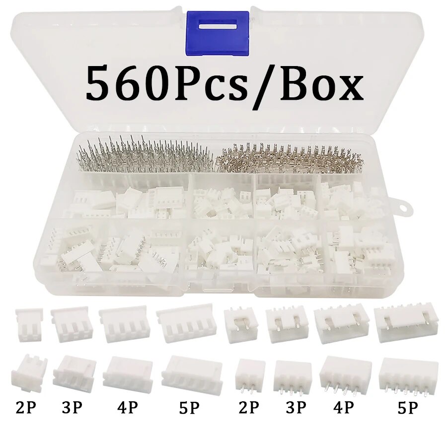 70H 560Pcs/Box XH2.54mm 2/3/4/5 Pin Dupont Connector Kit JST XH Male ...