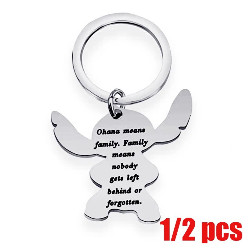 38n 1/2 Pcs Ohana Means Family Stitch Keychains Hibiscus Charm Keychain