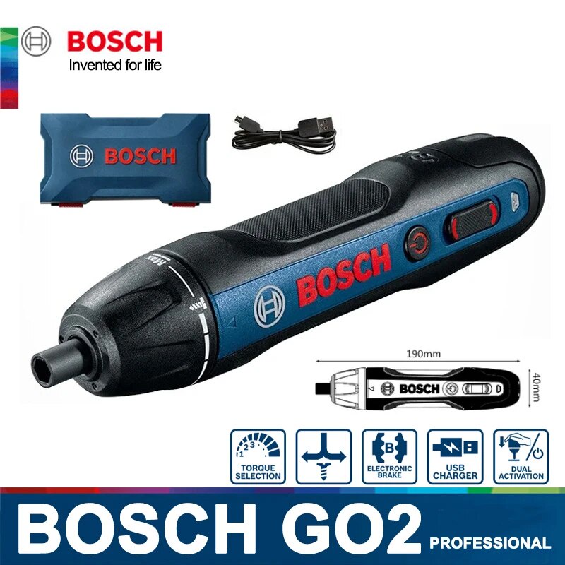 80s Original Bosch Go 2 Cordless Electric Screwdriver Set 3.6V