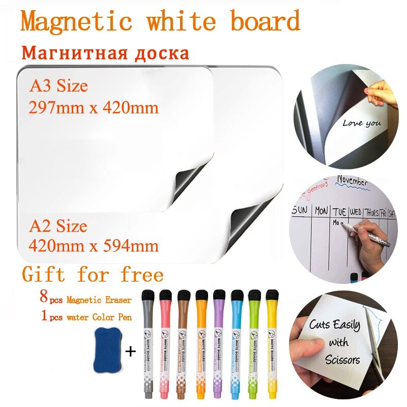 03c A2+A3 Size Whiteboard Fridge Stickers Recipe Monthly
