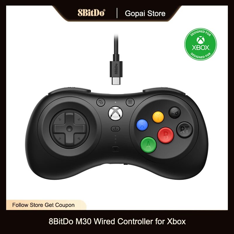 8Bitdo M30 Wired Controller for Xbox Series X|S, Xbox One, and Windows with  6-Button Layout - Officially Licensed